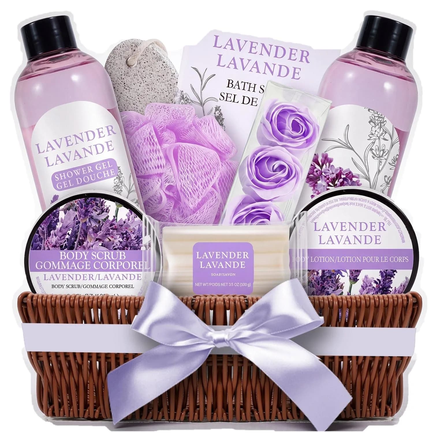 Green Canyon Spa 10pc Cherry Blossom Spa Gift Basket Set | Nourishing Hydration for Normal Skin — Lavender-1