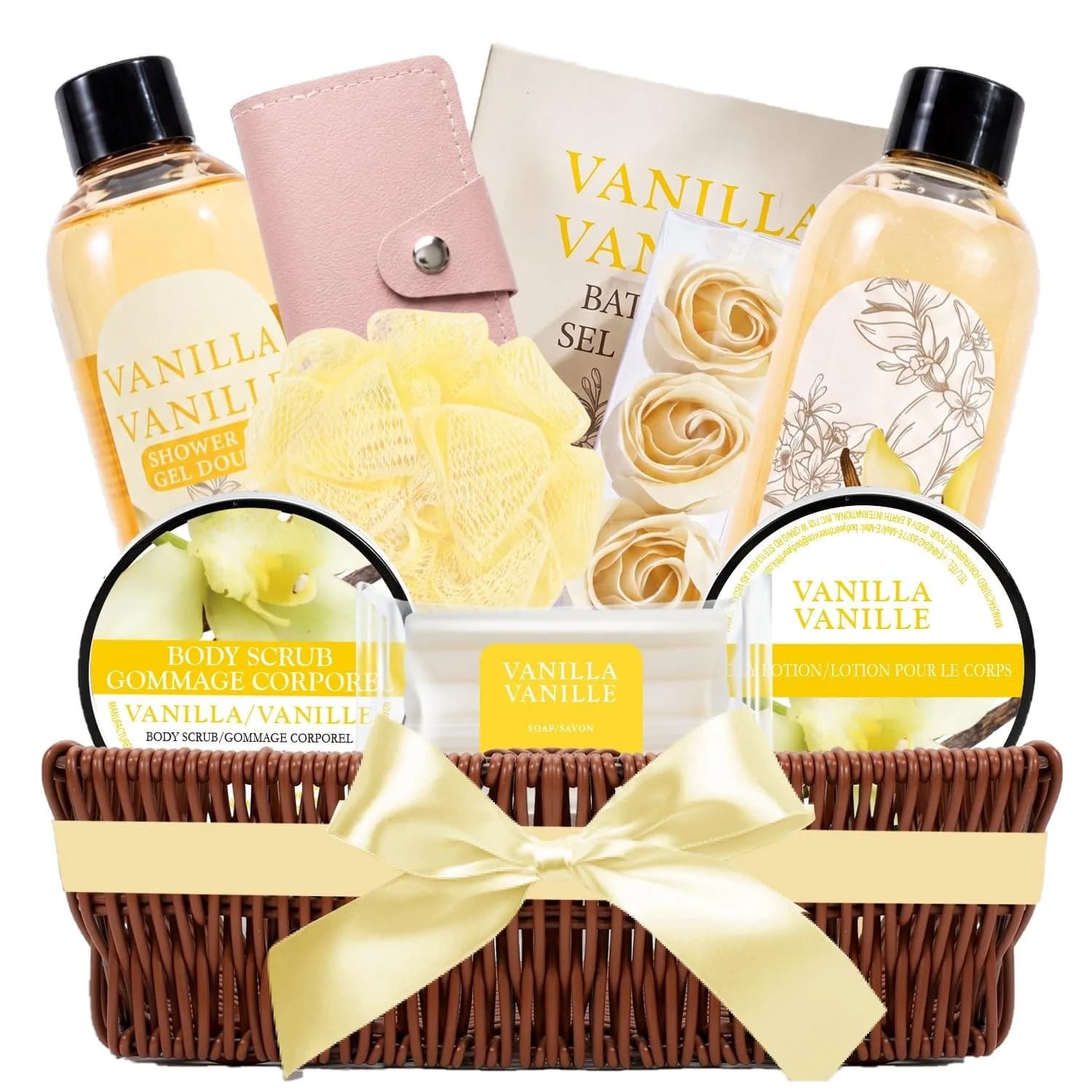 Green Canyon Spa 10pc Cherry Blossom Spa Gift Basket Set | Nourishing Hydration for Normal Skin — Vanilla