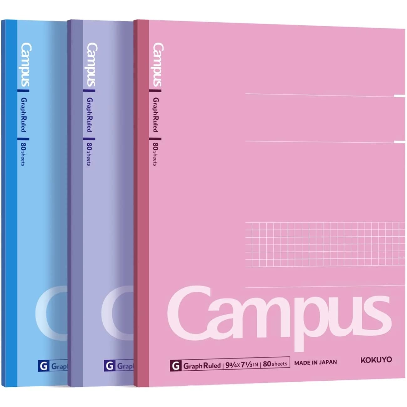 KOKUYO Campus Composition Notebooks 9-3/4" x 7-1/2" 5mm Grid (160 Pages / 80 Sheets Each, Pack of 3) — Legal