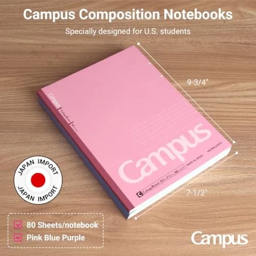 KOKUYO Campus Composition Notebooks 9-3/4" x 7-1/2" 5mm Grid (160 Pages / 80 Sheets Each, Pack of 3) thumbnail 7