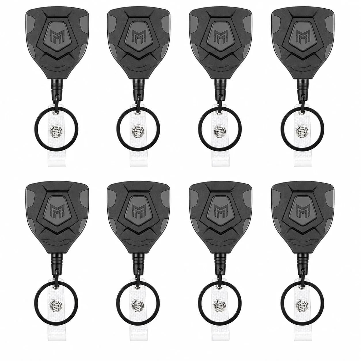 MNGARISTA Heavy Duty Retractable Badge Reel 8 Pack | 8 oz Pull Force, 31.5'' Steel Cord