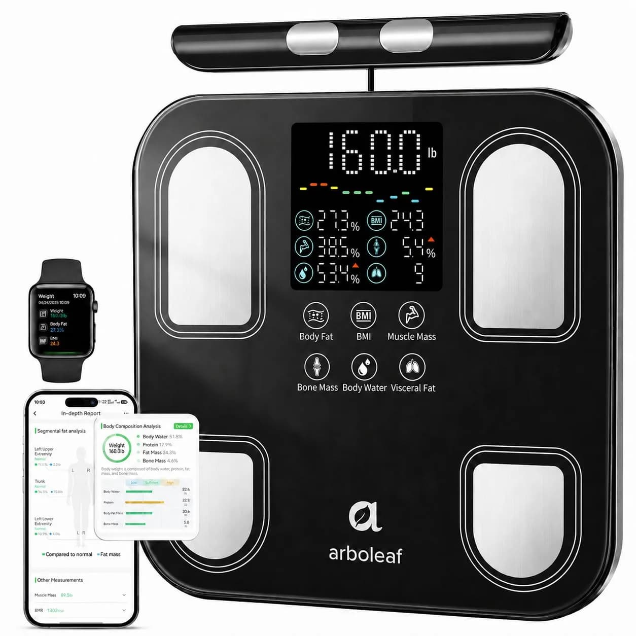 arboleaf Body Fat Scale for Body Weight 8-Electrode BMI | Full-Body Composition Tracker - main product image