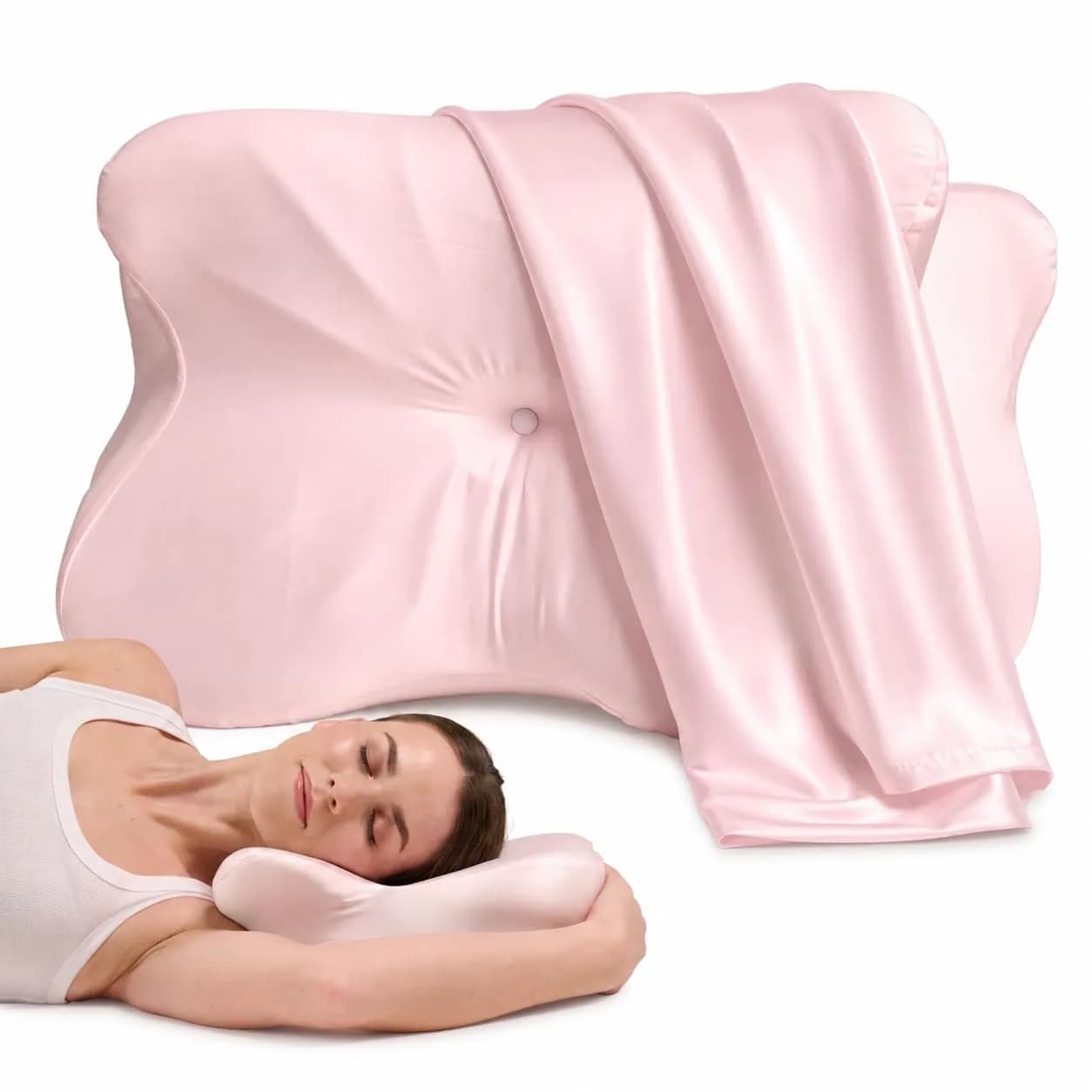 Derila Ergo Premium Blend Pillowcase with Modal & Silk, 54x36x12 cm (21.25x14.17x4.72 in) | Zippered Beauty Pillow Cover for Neck Pillows - main product image