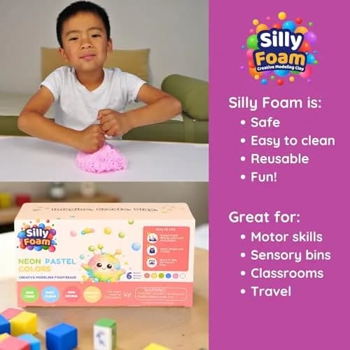 LYRK Collections Silly Foam Modeling Foam Beads 4.4 oz (125g) Neon Pastel Colors | Mess-Free Sensory Play for Kids thumbnail 7