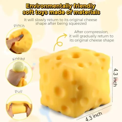 KUBEIJIA Jumbo Cheese Squishy 11cm | Stress Relief Fidget Toy for Adults & Kids thumbnail 2
