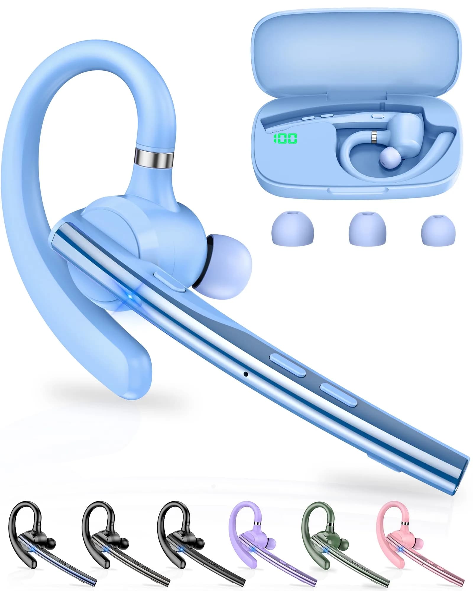 New Bee M54 Bluetooth Headset with Charging Case | 72H Talk Time, Dual Mic, Bluetooth 5.1