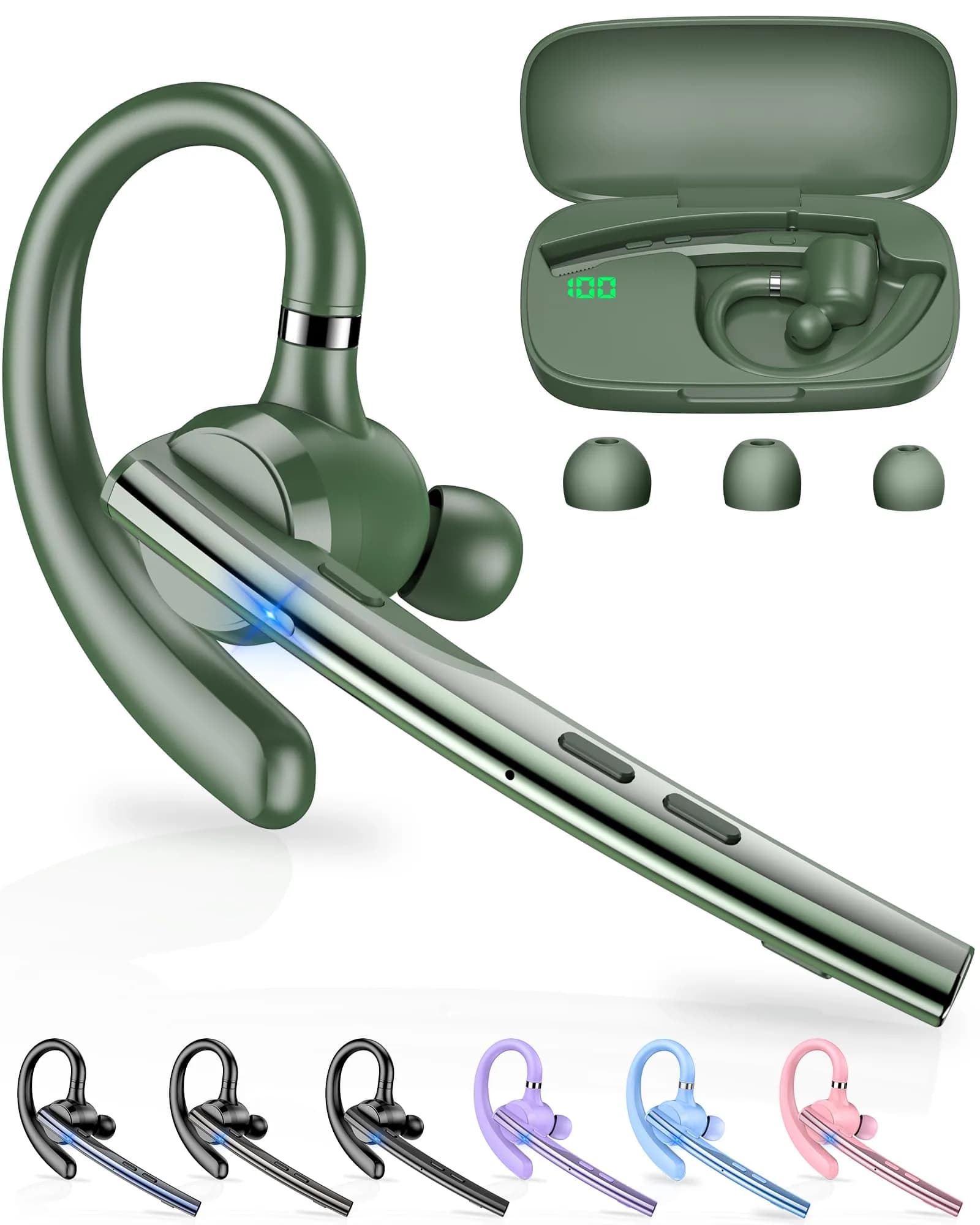 New Bee M54 Bluetooth Headset with Charging Case | 72H Talk Time, Dual Mic, 15m Range