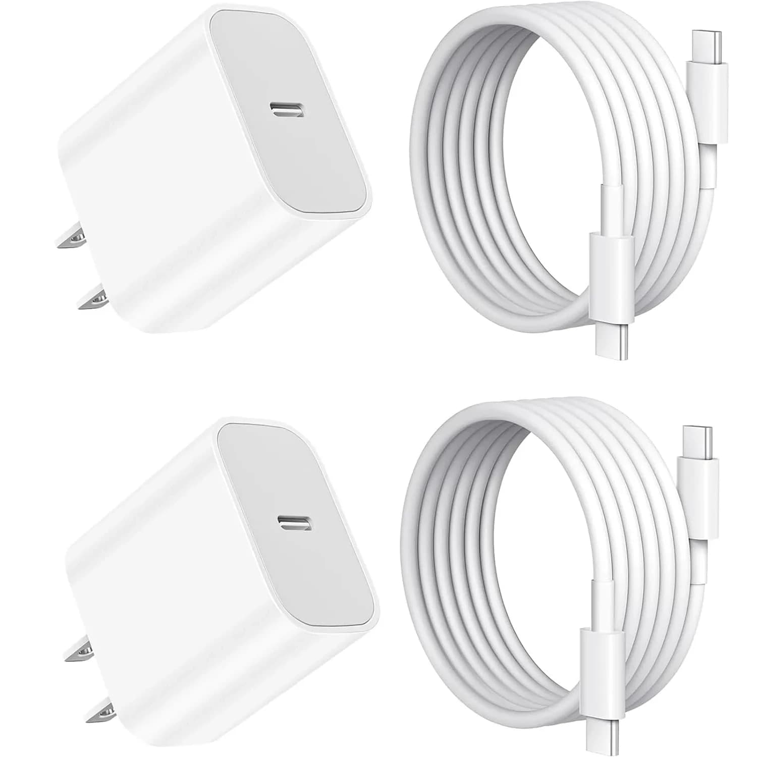 Aevonz 20W USB C Fast Charger & Cable Set 2m (6.6ft) | MFi-Certified for iPad & iPhone — White