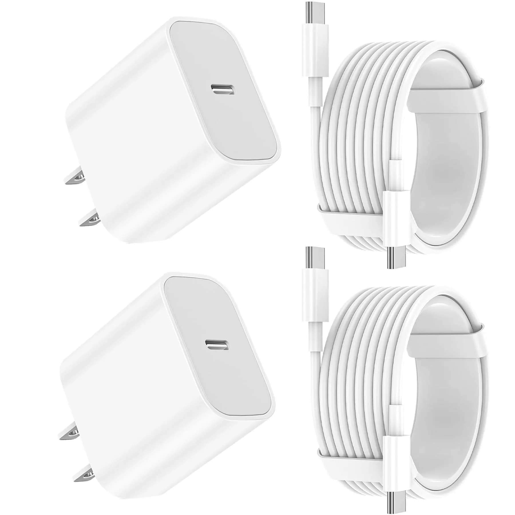 Aevonz 20W USB C Fast Charger & Cable Set 2m (6.6ft) | MFi-Certified for iPad & iPhone — White / 10FT