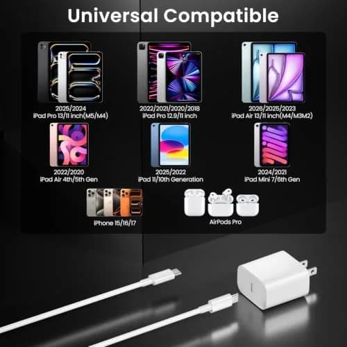 Aevonz 20W USB C Charger & 10ft Cable Set | 200cm (6.6ft) Cable Included thumbnail 6