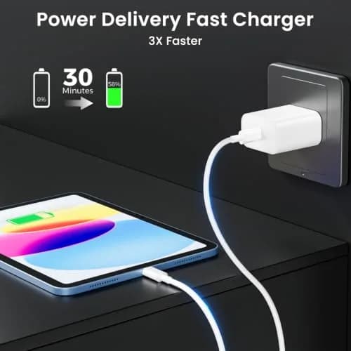 Aevonz 20W USB C Charger & 10ft Cable Set | 200cm (6.6ft) Cable Included thumbnail 3