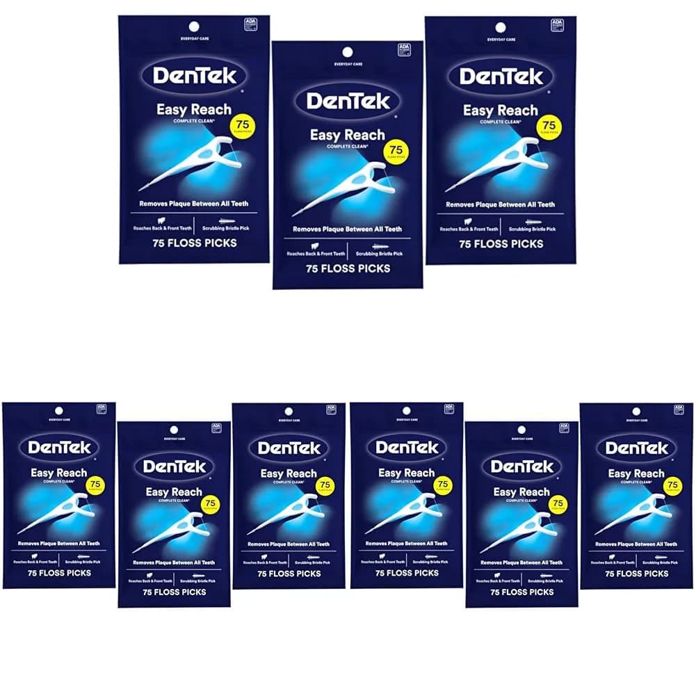 DenTek Complete Clean Easy Reach Floss Picks 675 Count (Pack of 9) | Dermatologist Tested for Daily Oral Hygiene