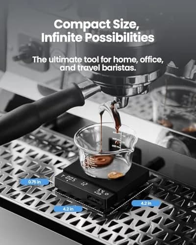 MHW-3BOMBER Upgrade 3.0 Mini Pro Espresso Coffee Scale with Timer & Flow Rate 10.2cm x 10.2cm x 1.8cm | Precision 0.1g for Pour Over thumbnail 6