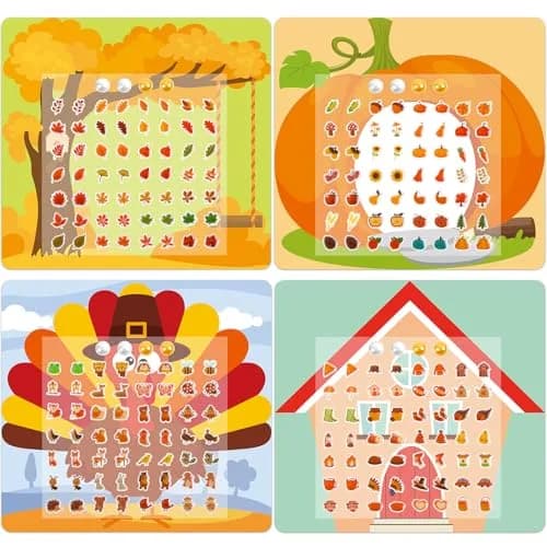 AUGSUN 240 Pcs Fall Thanksgiving Stick on Earrings | 8mm Multicolor Cartoon Pattern thumbnail 1