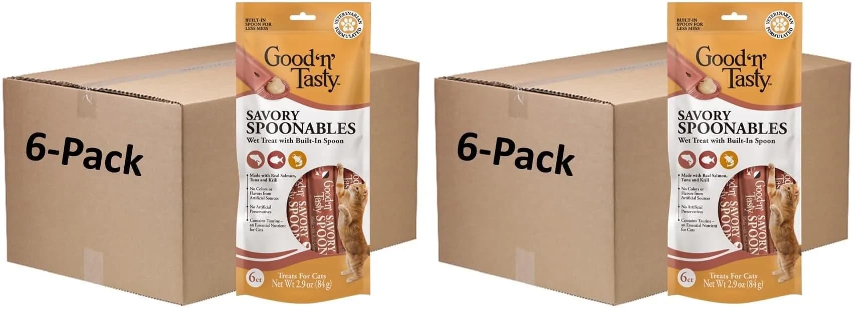 Good ‘N’ Tasty Savory Spoonables with Salmon, Tuna & Krill | Triple Flavor Wet Treats for Cats - main product image