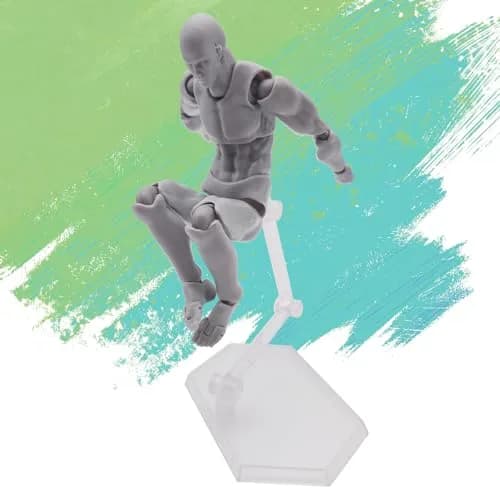 Haniforever Artist Mannequin Set Grey Male+Female 14cm (5.5") | Posable Art Figures for Sketching & Painting thumbnail 4