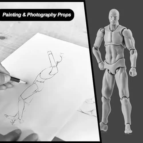 Haniforever Artist Mannequin Set Grey Male+Female 14cm (5.5") | Posable Art Figures for Sketching & Painting thumbnail 6