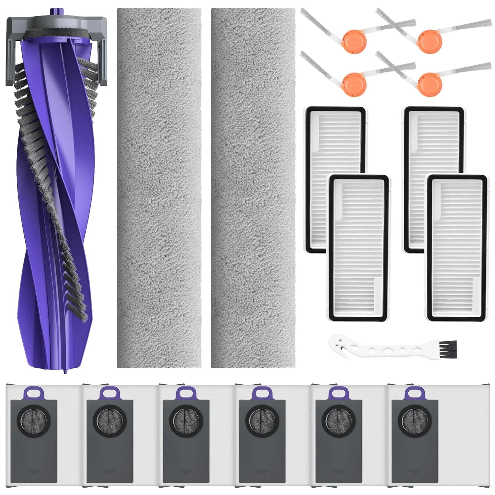 BTRSOLUS 18 Pcs Accessories Kit for NARWAL FLOW 2 Robot Vacuum | Complete Replacement Set with HEPA Filters, Dust Bags, Mops & Brushes