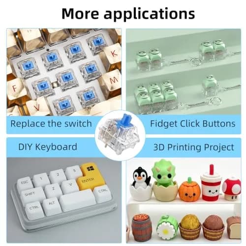 Mciepny Zhouwang 30pcs Clickers for 3D Prints Blue Clicky Keyboard Switches | 3 Pin 50gf Accurate Typing Dustproof thumbnail 6