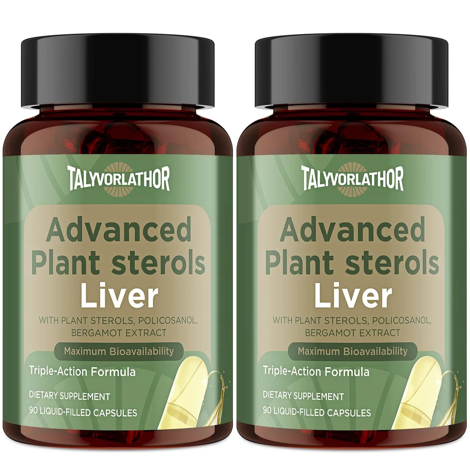 Talyvorlathor Advanced Cholesterlo Liquid Capsules 90 Count | Plant Sterols & Bergamot for Heart & Liver Support — Yellow