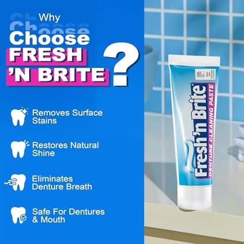Fresh 'n Brite Denture Cleaner Paste Dual-Layer Mint 22.8g (6 x 3.8oz Tubes) | ADA Accepted Formula for Fresh Breath & Gentle Care thumbnail 4
