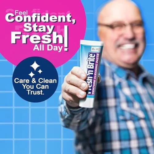 Fresh 'n Brite Denture Cleaner Paste Dual-Layer Mint 22.8g (6 x 3.8oz Tubes) | ADA Accepted Formula for Fresh Breath & Gentle Care thumbnail 7