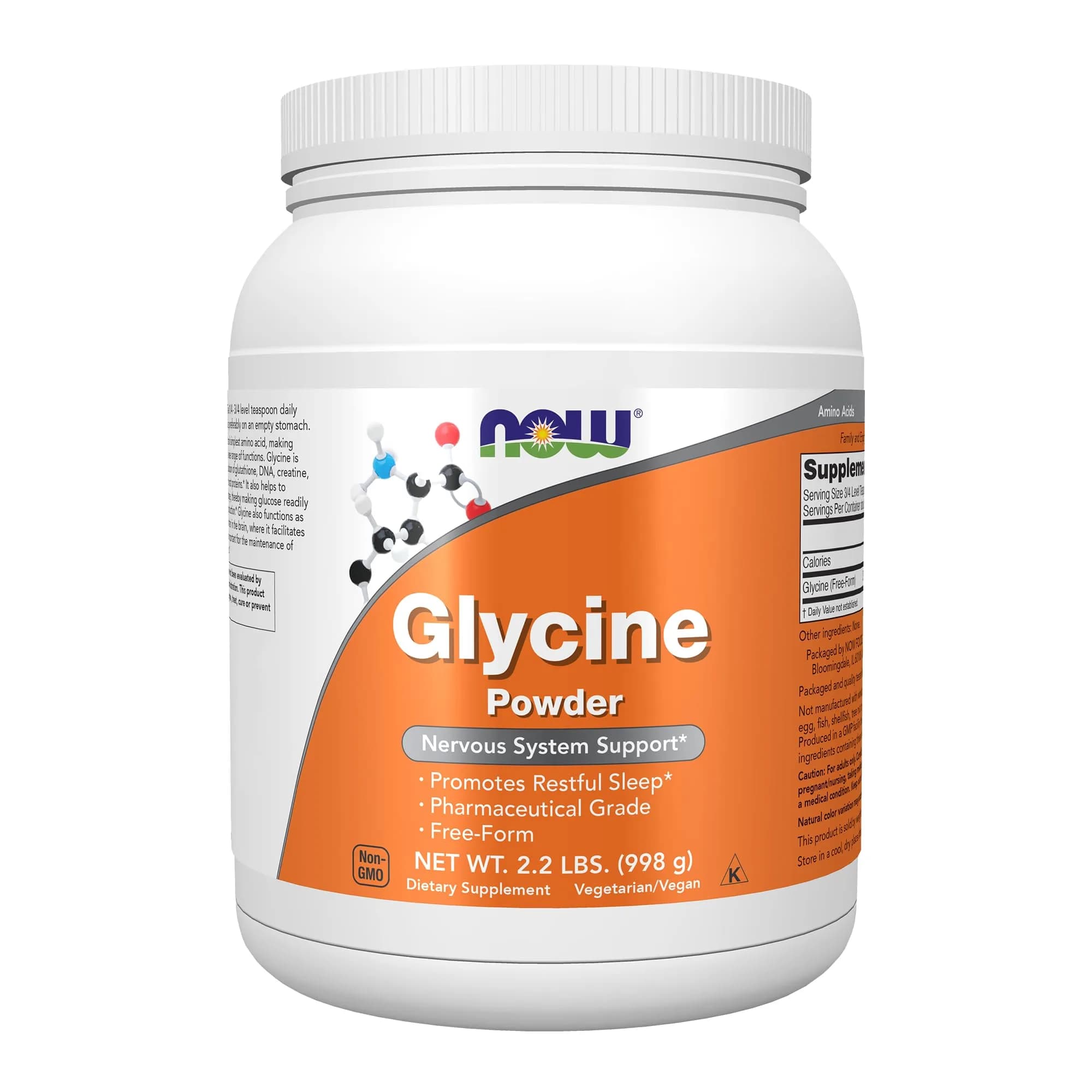 NOW Foods Glycine Pure Powder 454 g (1 lb) | Promotes Restful Sleep & Neurotransmitter Support — 2.2 Pound