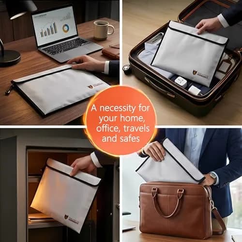 Geban Fireproof Document Bag 15'' x 11'' (2 Pack, Silver) | Waterproof & Heat-Resistant for Valuables thumbnail 4