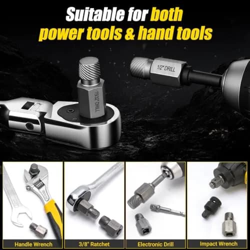 Topec 15-Piece Easy Out Screw Extractor Set 3/8'' Drive | Removes Broken, Rounded, Stripped Bolts & Screws thumbnail 4