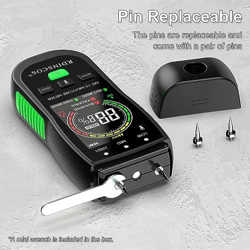 RDINSCOS Rechargeable Moisture Meter for Wood, Walls & Hardwood (Orange) | Pin-Type Digital Moisture Tester with Large Color Display thumbnail 6
