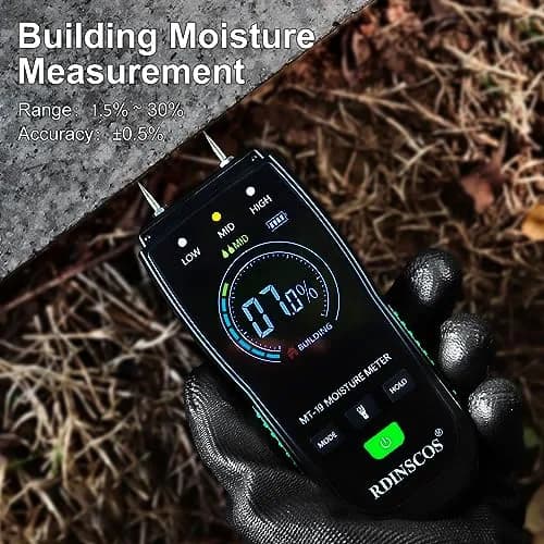RDINSCOS Rechargeable Moisture Meter for Wood, Walls & Hardwood (Orange) | Pin-Type Digital Moisture Tester with Large Color Display thumbnail 8