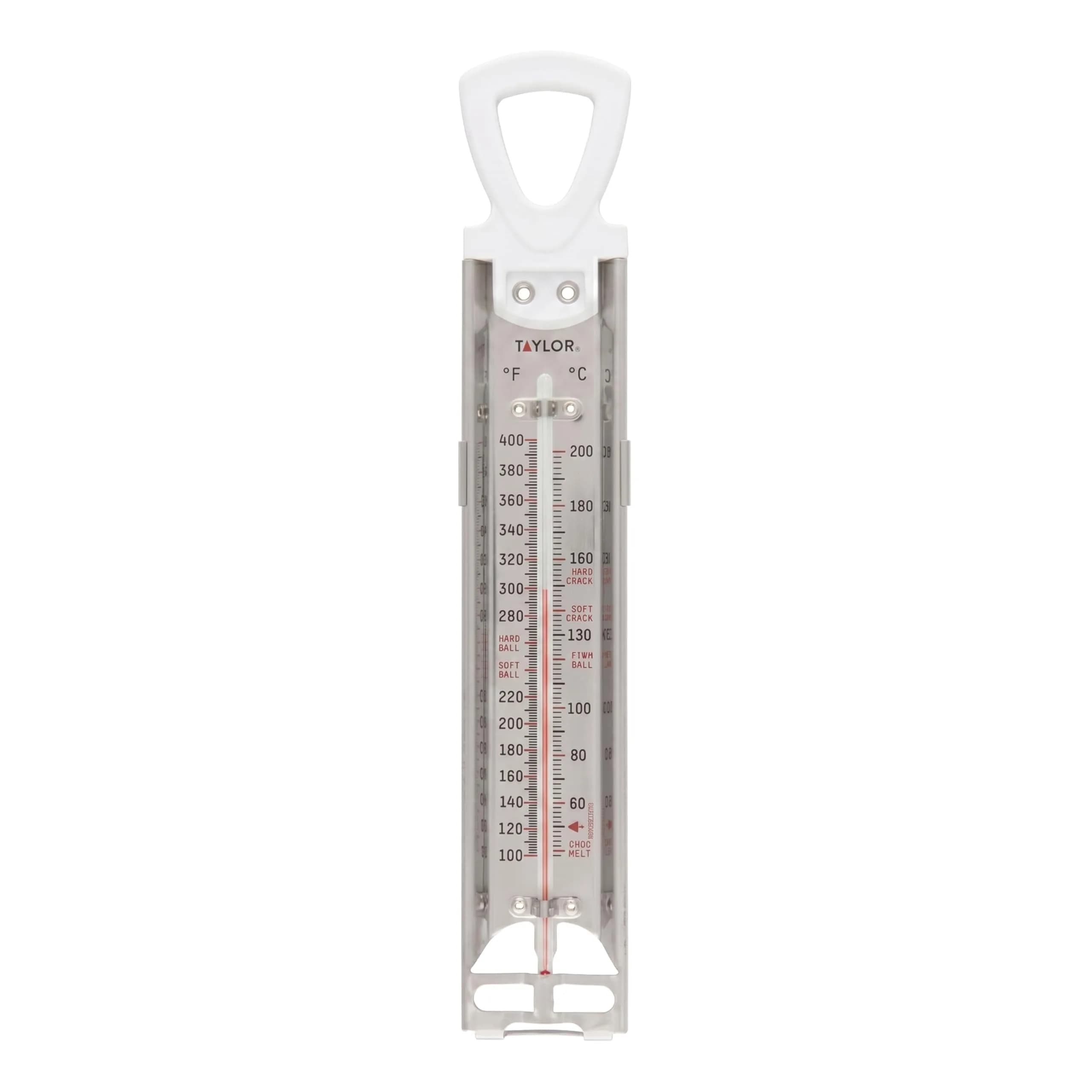 Taylor Stainless Steel Candy and Deep Fry Thermometer 12-Inch White | Analog Paddle for Frying, Sugar, Brewing — White