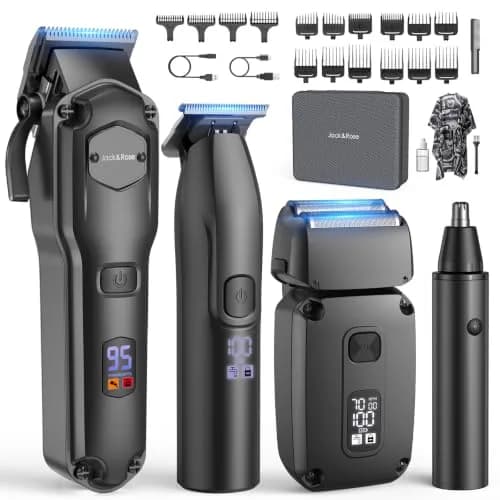 Jack & Rose Hair Clippers for Men Set Professional, Cordless, Black | 4-in-1 Hair Groomer with Lithium Battery thumbnail 1