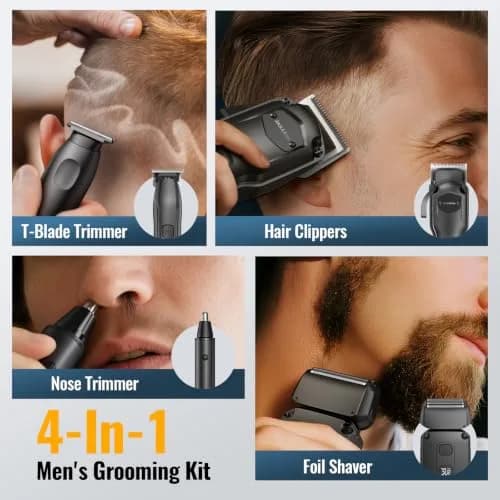 Jack & Rose Hair Clippers for Men Set Professional, Cordless, Black | 4-in-1 Hair Groomer with Lithium Battery thumbnail 3