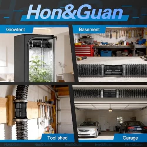 Hon&Guan 4 Inch Inline Duct Fan with Speed Controller | 130 CFM, 6W Low Power, 18.3 cm (7.28 in.) Length thumbnail 7