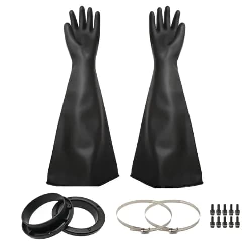 HOLDWIN Heavy Duty Sandblasting Gloves Set Rubber Gloves | 27.5" Impact-Resistant, Reusable, Black, Adult (27.5") thumbnail 1