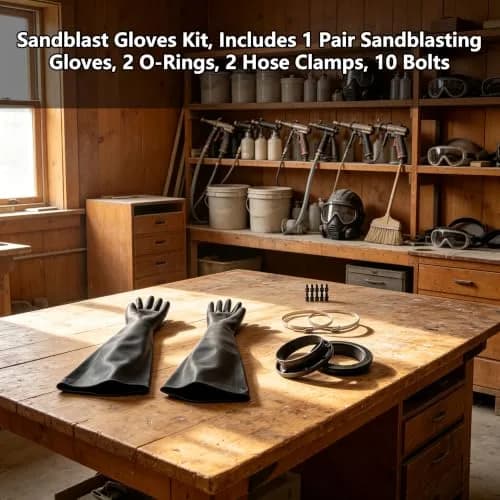 HOLDWIN Heavy Duty Sandblasting Gloves Set Rubber Gloves | 27.5" Impact-Resistant, Reusable, Black, Adult (27.5") thumbnail 2