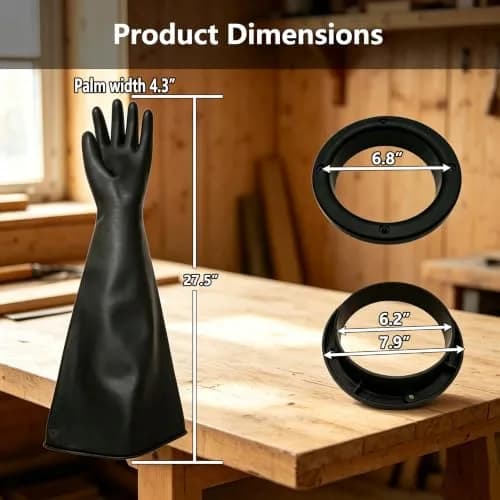 HOLDWIN Heavy Duty Sandblasting Gloves Set Rubber Gloves | 27.5" Impact-Resistant, Reusable, Black, Adult (27.5") thumbnail 3