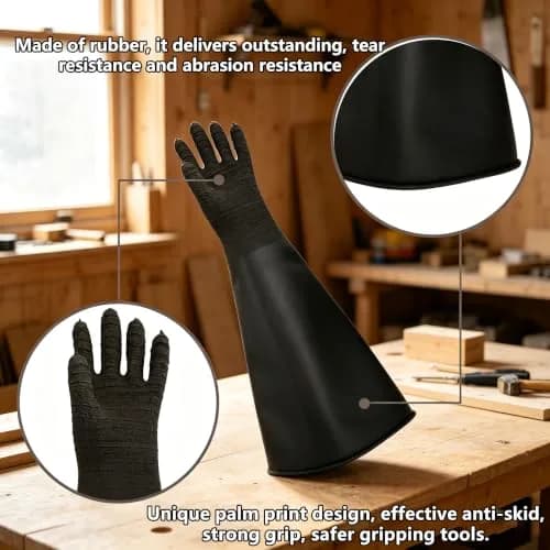 HOLDWIN Heavy Duty Sandblasting Gloves Set Rubber Gloves | 24.8" Impact-Resistant, Wear-Resistant, High-Pressure Durable (enables safe sandblasting) thumbnail 4