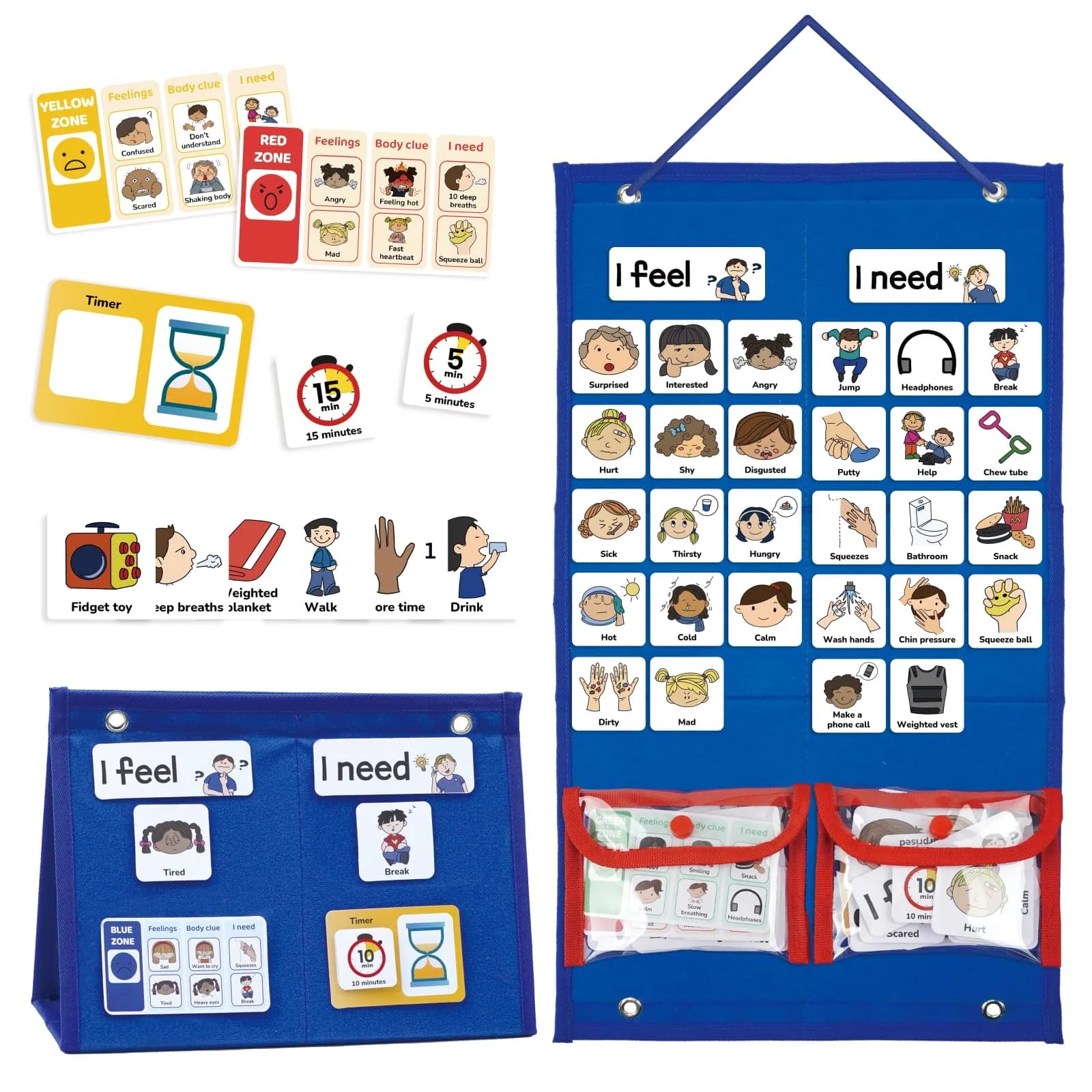 CHEFAN Feelings Chart for Kids, I Feel I Need Board, Calm Down Corner Tool | Autism & Social Emotional Learning - main product image