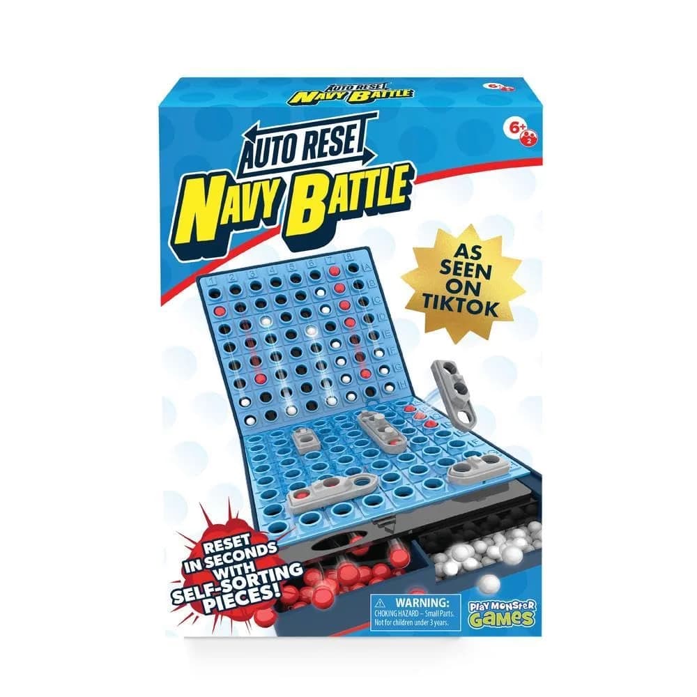 PlayMonster Navy Battle Board Game | 2-Player Strategy Game with Auto-Reset Feature