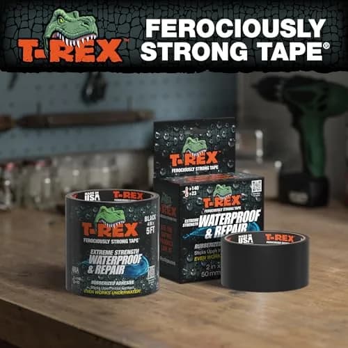 T-REX Heavy Duty Waterproof Repair Tape 4" x 5' Black (Pack of 2) | Bonds to Wet, Dirty, Rough Surfaces thumbnail 7