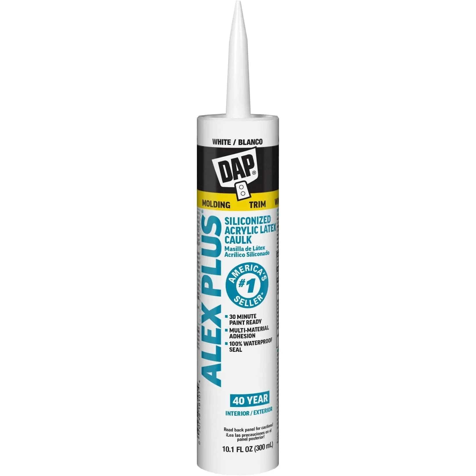 DAP Alex Plus Acrylic Latex Caulk with Silicone, White, 10.1 Oz (121.2 ml) | Pack of 12 - main product image