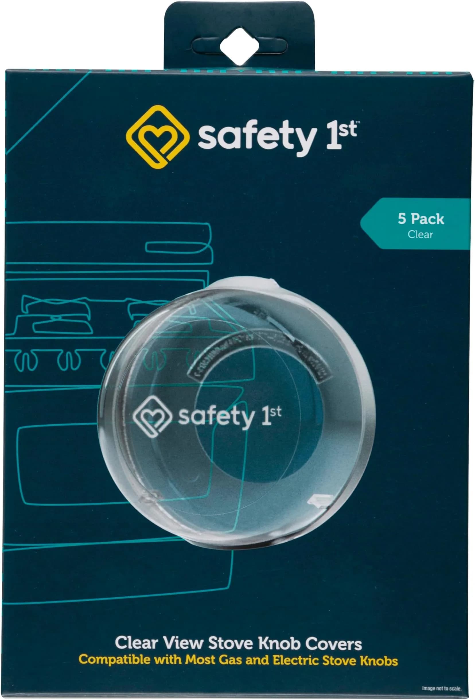 Safety 1st Clear View Stove Knob Covers (Set of 5) | Universal Fit for Gas & Electric Stoves — Transparente