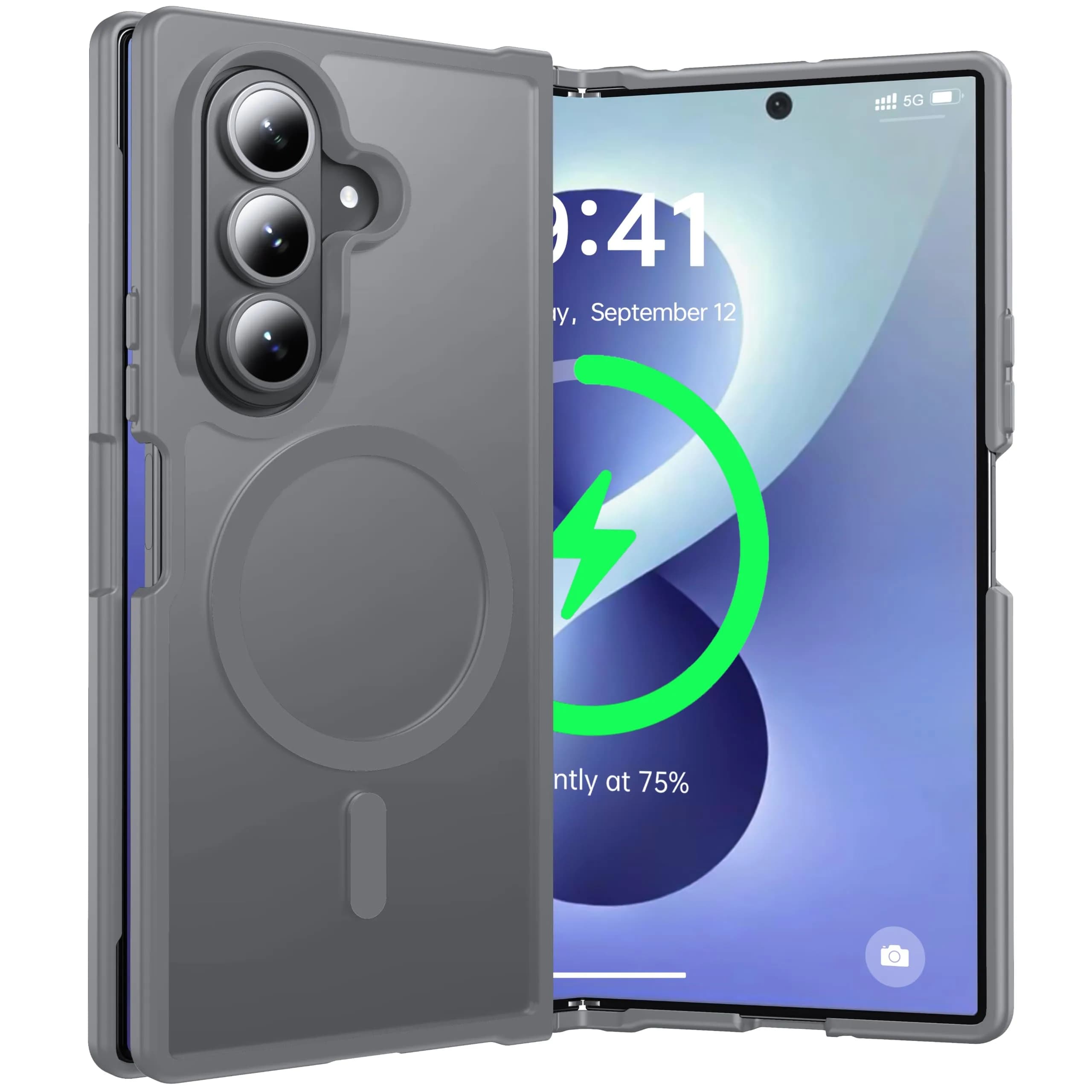 FNDMIL Magnetic Case for Google Pixel 7 (6.3-inch) | Translucent Matte Black — Matte Grey / Galaxy Z Fold 8 Ultra