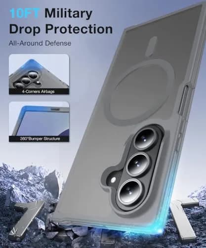 FNDMIL Magnetic Case for Samsung Galaxy Z Fold 8 Ultra (8.0 inch) | Grey Translucent Matte Hard PC Back with Soft TPU Silicone Frame thumbnail 6