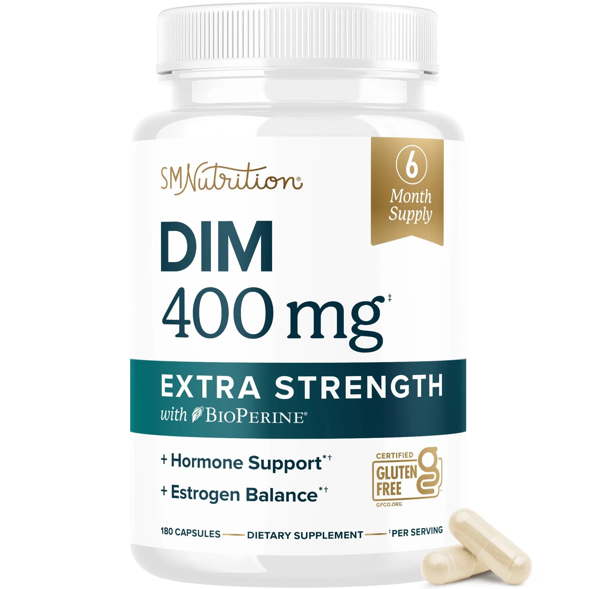 SMNutrition DIM Supplement 400MG Extra Strength 180 Capsules | Hormone Balance for Men & Women