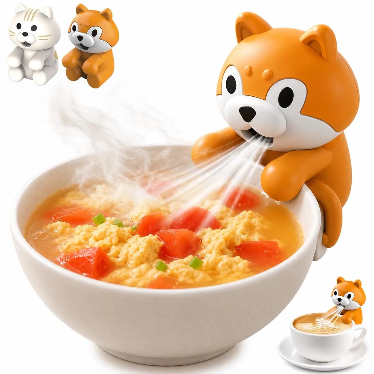 Generic Cooling Clip-On Mini Fan for Cup & Bowl, Cute Animal Food Chiller with USB-C Rechargeable Battery | 8.5cm (3.35") — dog