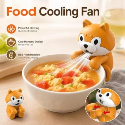 Generic Cute Dog Animal Mini Fan 6.5cm (2.56in) | Clip-On Beverage Cooler for Coffee & Soup thumbnail 6