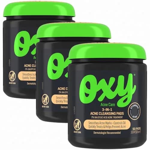 Oxy 3-IN-1 Acne Facial Cleansing Pads 90 Pads | Maximum Strength 2% Salicylic Acid for Acne & Oil Control thumbnail 1